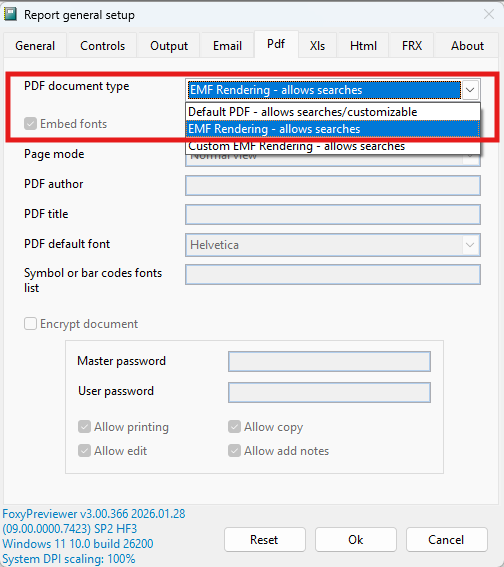 Report general setup - Pdf